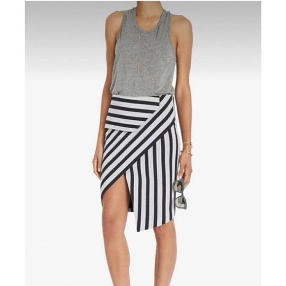 Mason Asymmetrical Striped Peplum Skirt 0 - Picture 1 of 9
